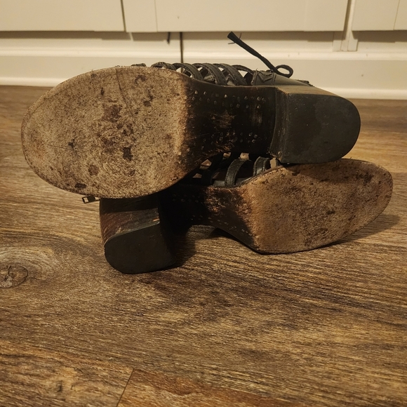 Freebird By Steven Wazee Black Heeled  Boots with Strappy Design Size 10 - Picture 8 of 9